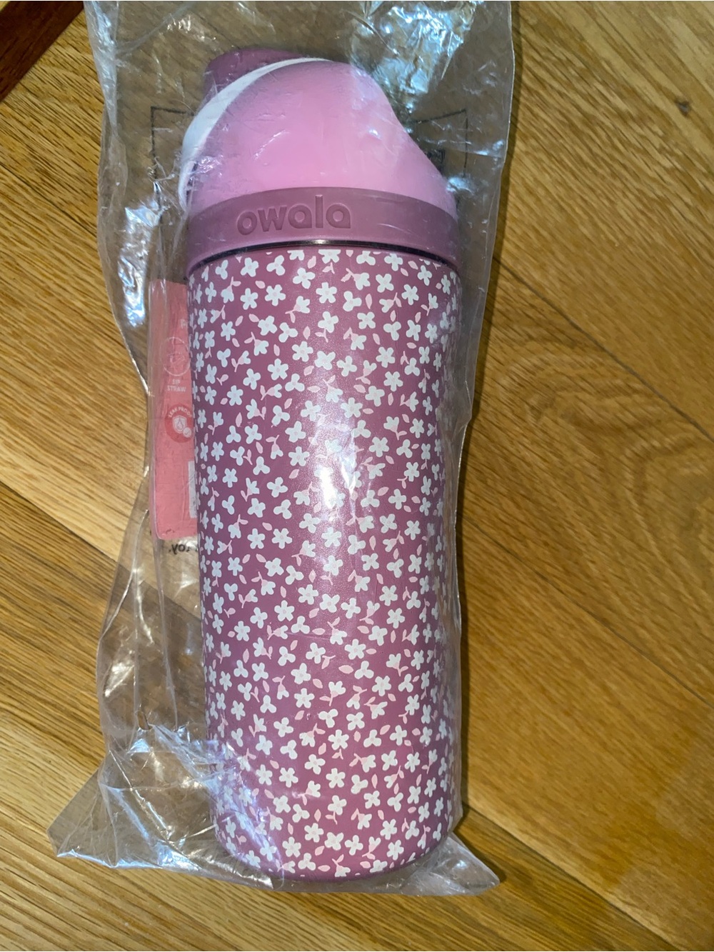 Kids Owala Free Sip 16oz Water Bottle itty bitty bouquet pink white flower 16 oz